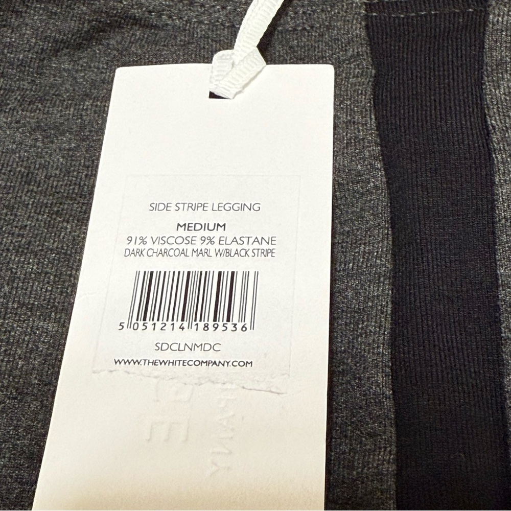 The White Company Side Stripe Lounge Leggings Size Medium Charcoal Black NWT - Picture 6 of 7